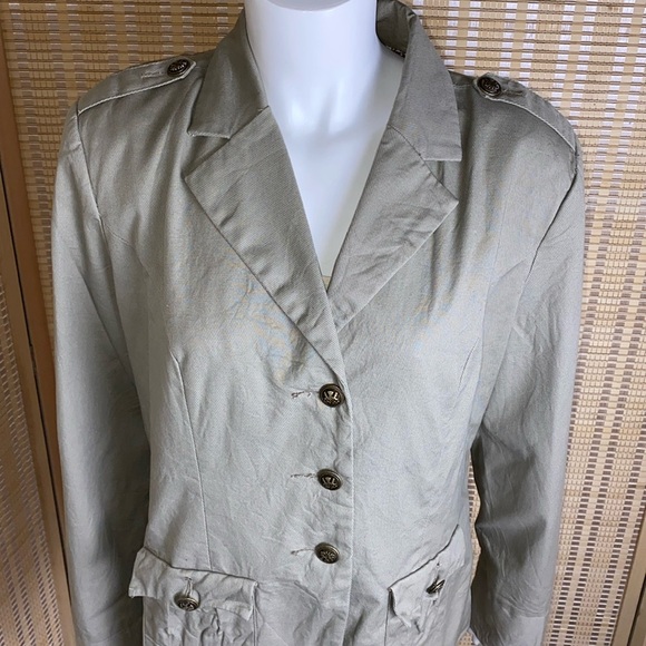 🔷Twiggy London Military Style Khaki Cotton Jacket Size Large - Picture 2 of 7
